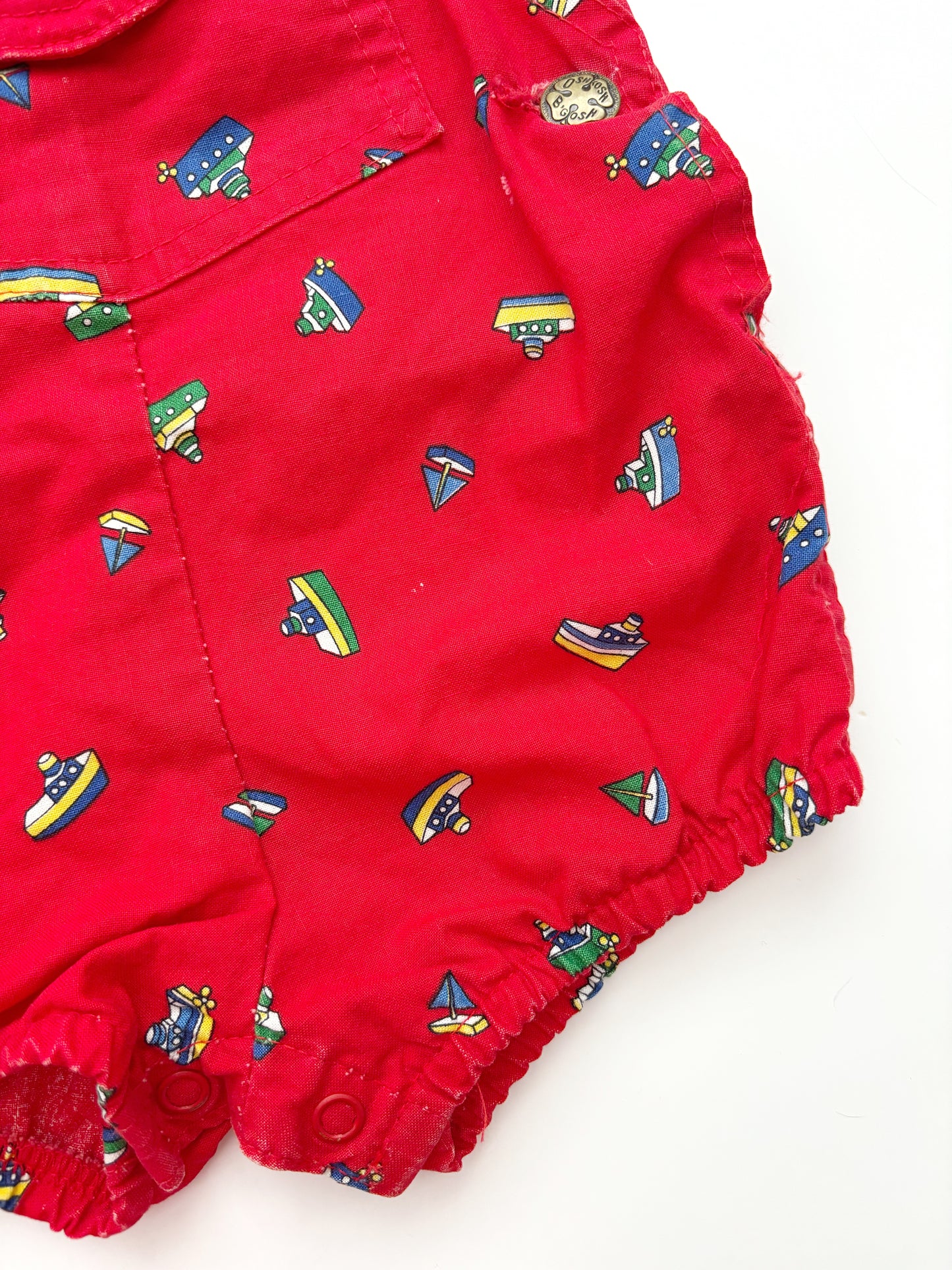 Oshkosh Red Sailboat print *Very Rare* Romper 1980’s. 12-18 Months