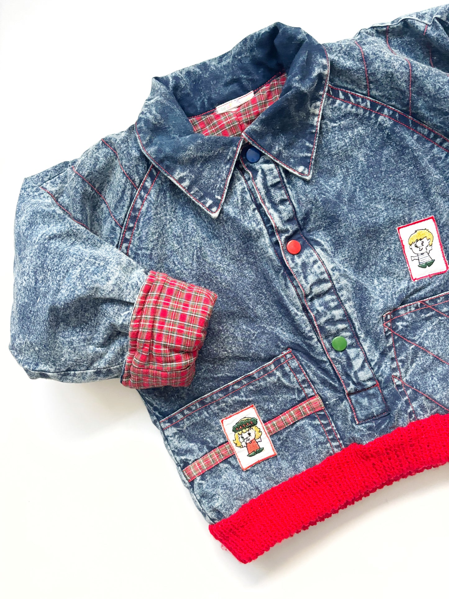 Vintage 80’s Acid Wash Denim Pull Over Jacket 2-3 Years