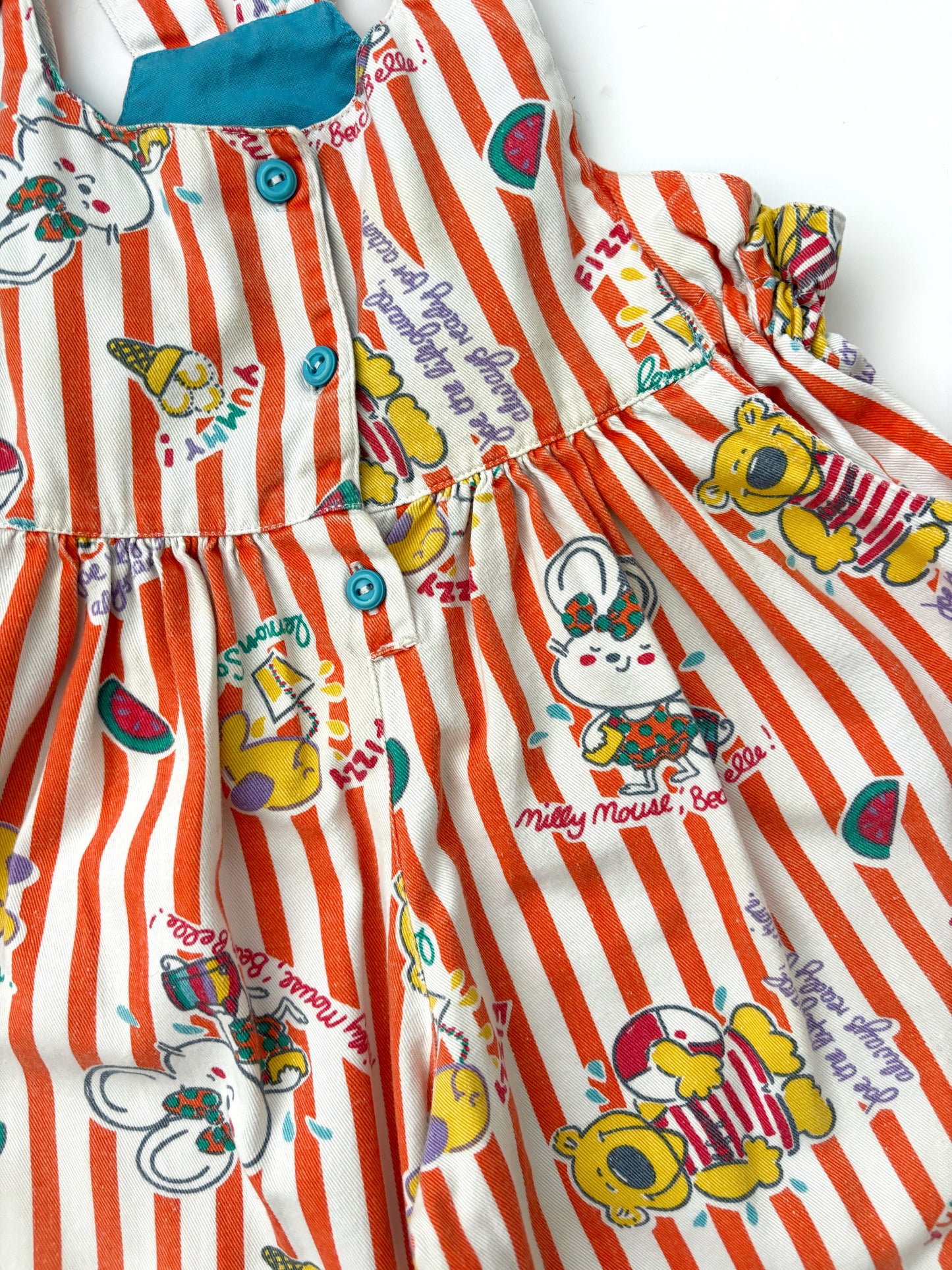 Vintage Orange Stripe Fizzy Fish Dungarees Age 12-18 Months