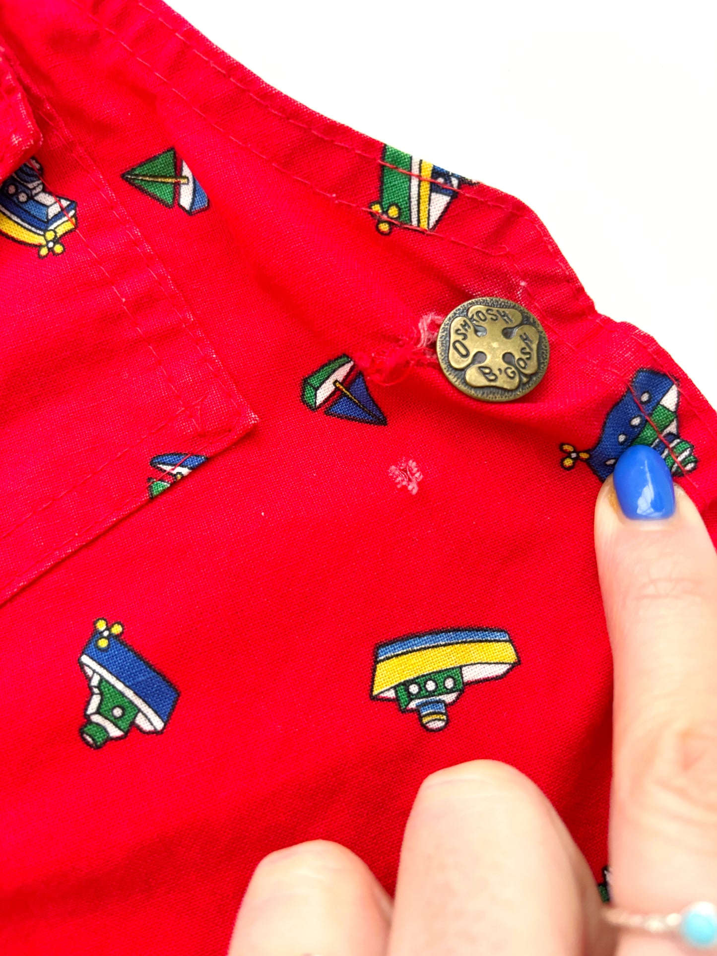 Oshkosh Red Sailboat print *Very Rare* Romper 1980’s. 12-18 Months