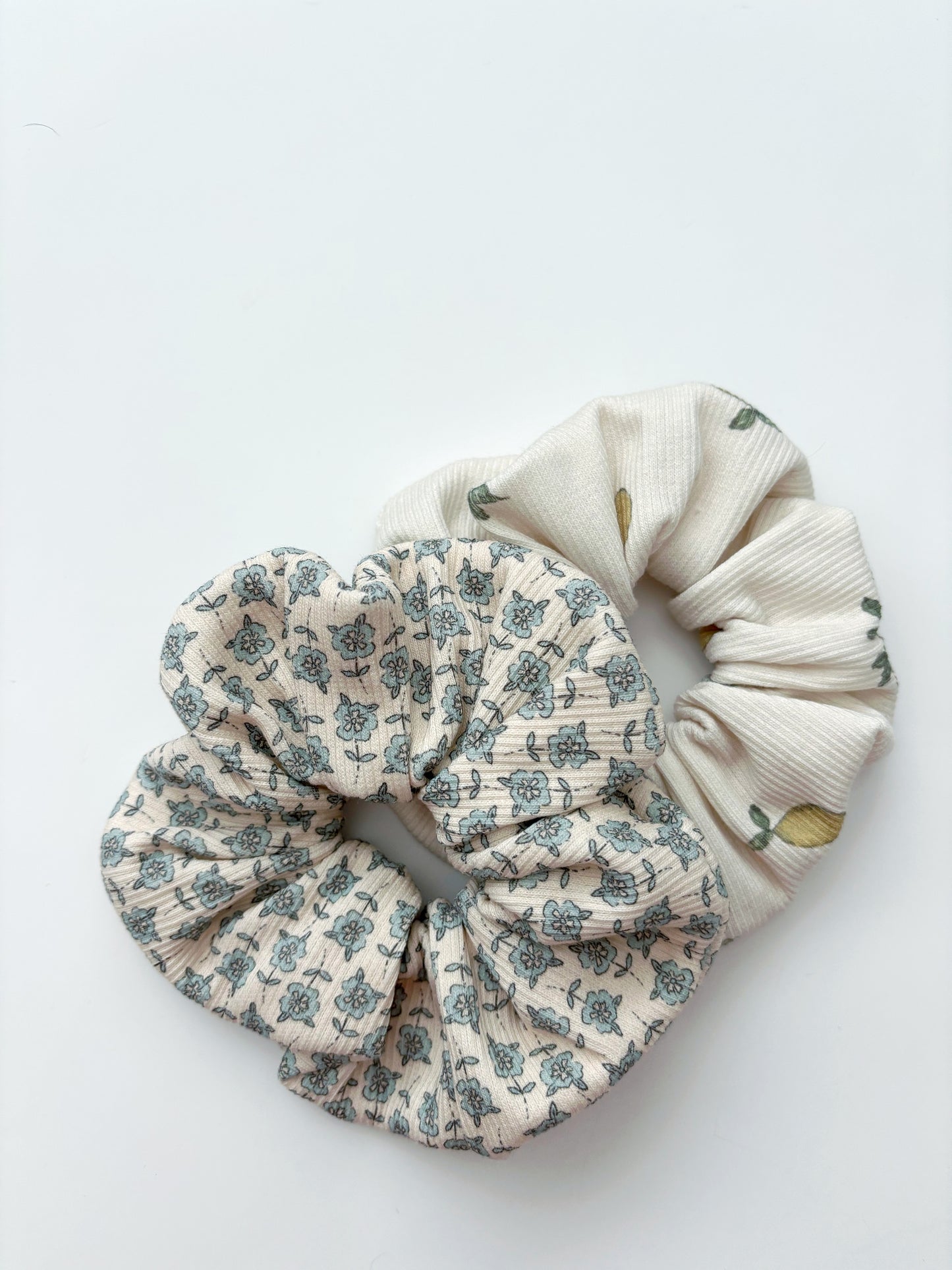 Blue Floral Scrunchie
