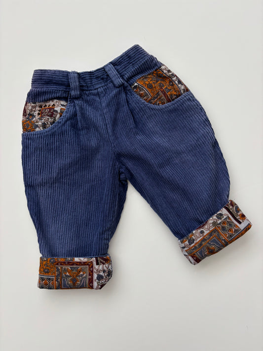 Vintage Lined Blue Corduroy Trousers Age 12-18 Months