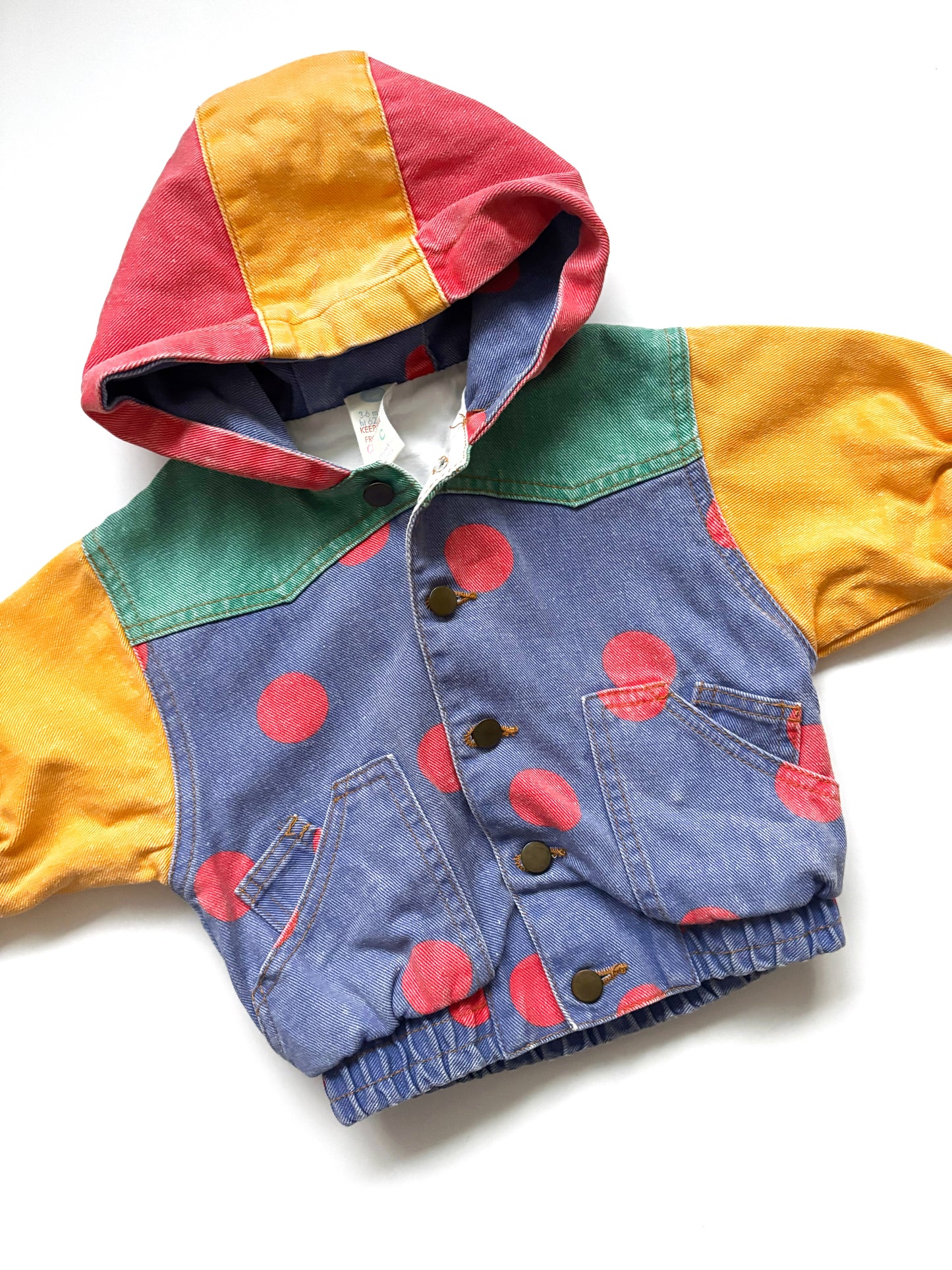 Vintage Spot Denim Jacket 90’s Age 3-6 Months