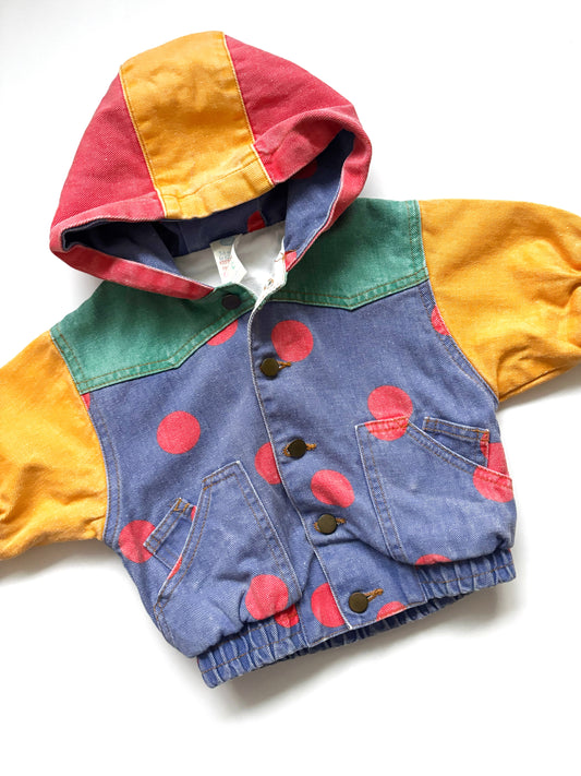 Vintage Spot Denim Jacket 90’s Age 3-6 Months