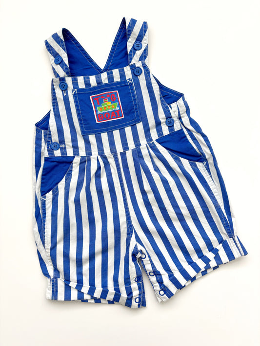 Blue Stripe Boat Dungarees Age 12-18 Months