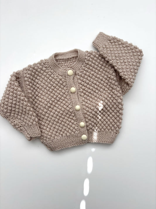 Neutral Handknit Bobble Cardigan 12-18 Months
