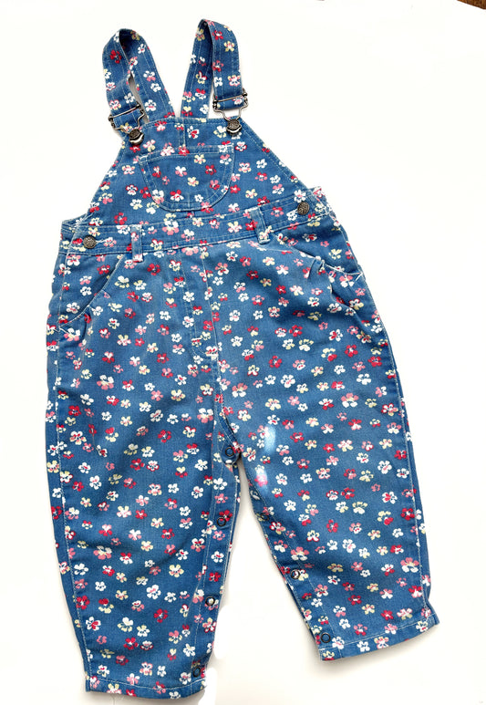 Vintage Floral Dungarees Size 18-24 Months