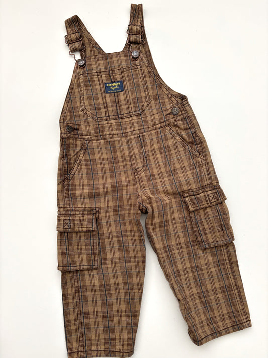 Brown Check Oshkosh Dungarees Age 18 Months