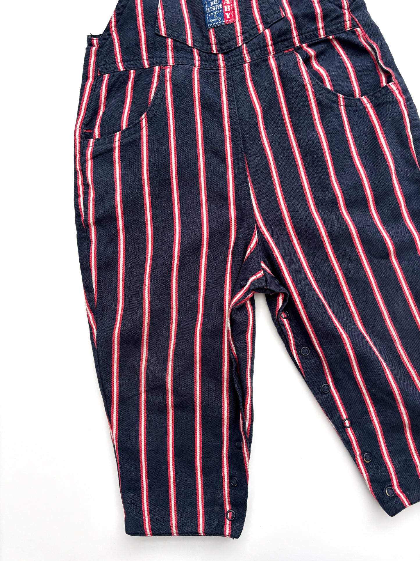 Vintage St Michael Stripey Unisex Dungarees 6-12 Months