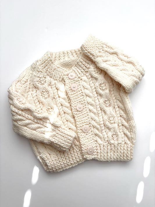 Cream Cable Knit Cardigan 6-12 Months