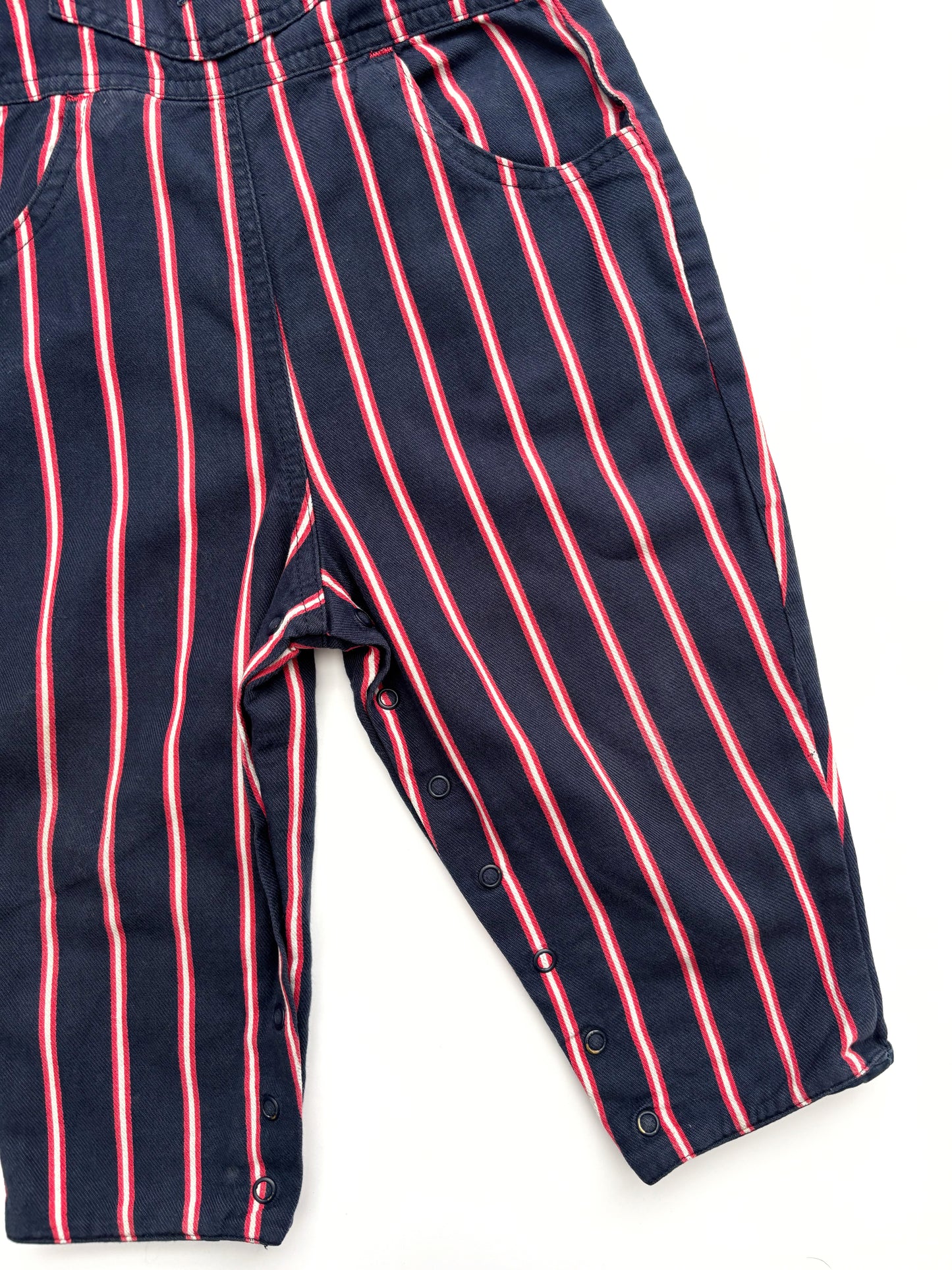 Vintage St Michael Stripey Unisex Dungarees 6-12 Months