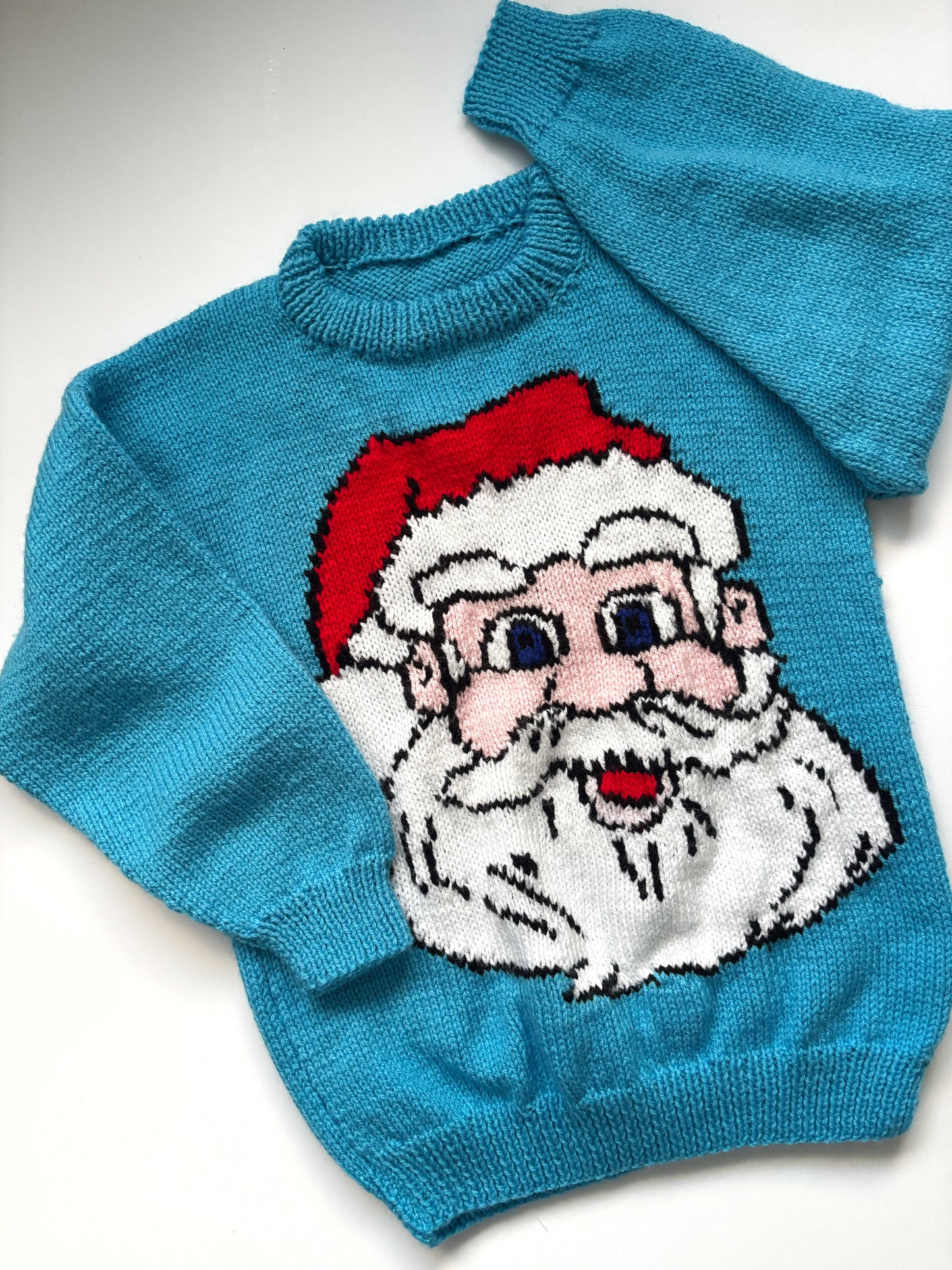 Handknit Santa Jumper Age 4-5 Years (Oversized)