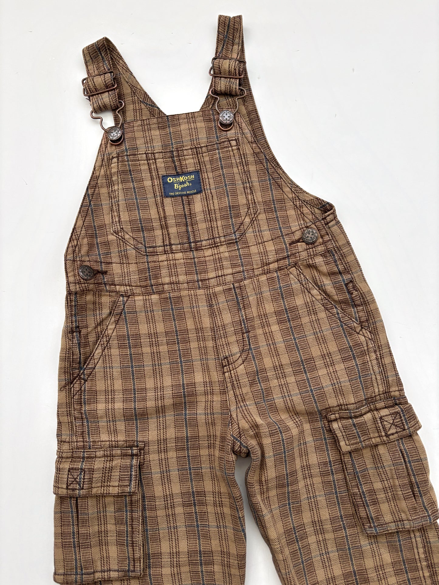 Brown Check Oshkosh Dungarees Age 18 Months
