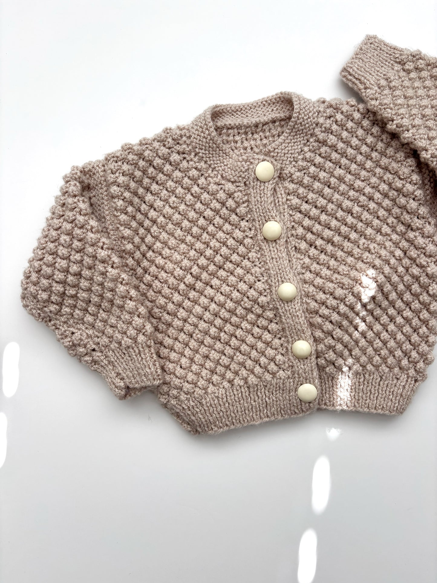 Neutral Handknit Bobble Cardigan 12-18 Months