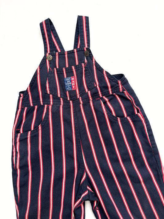 Vintage St Michael Stripey Unisex Dungarees 6-12 Months