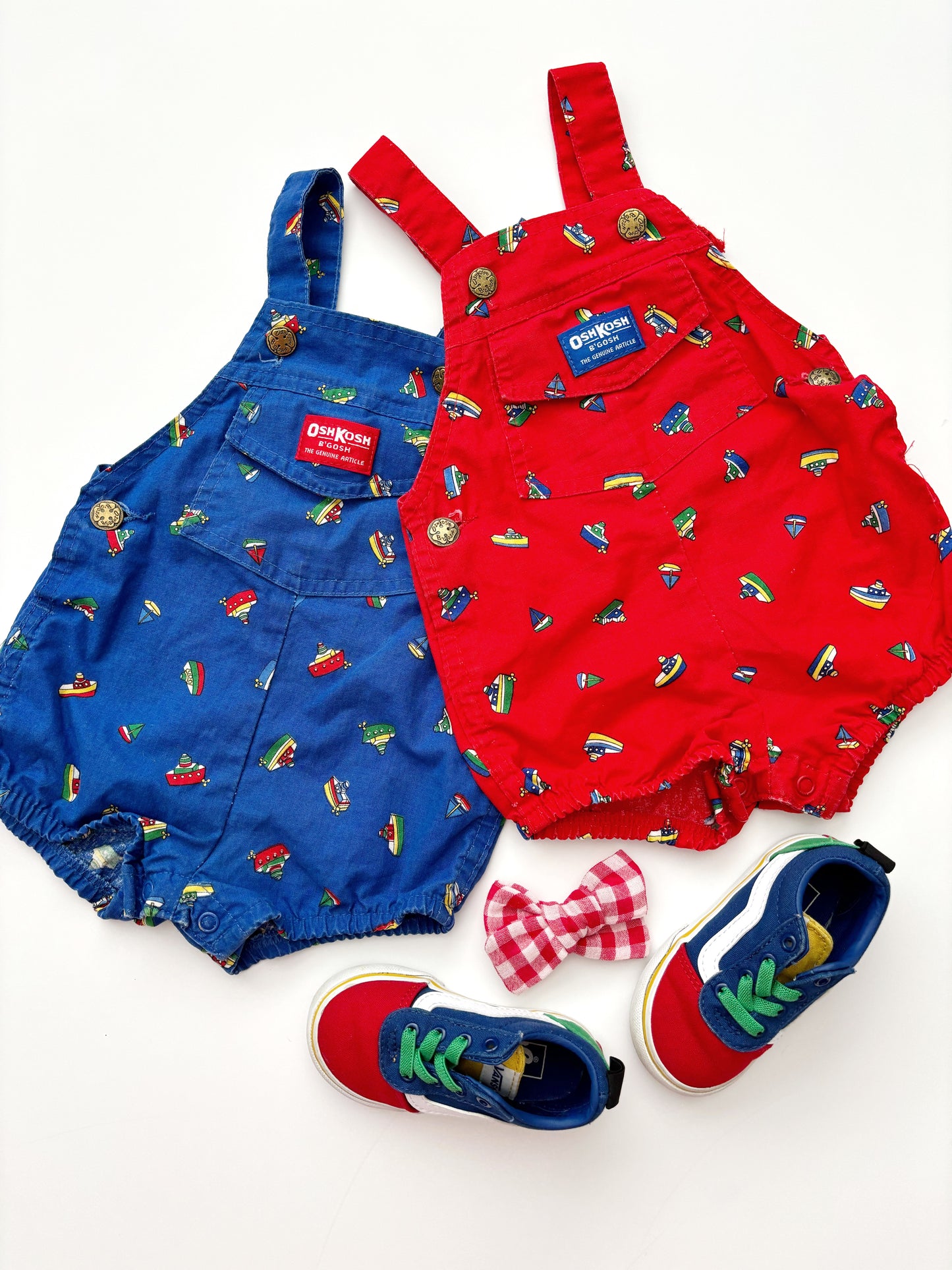 Oshkosh Red Sailboat print *Very Rare* Romper 1980’s. 12-18 Months