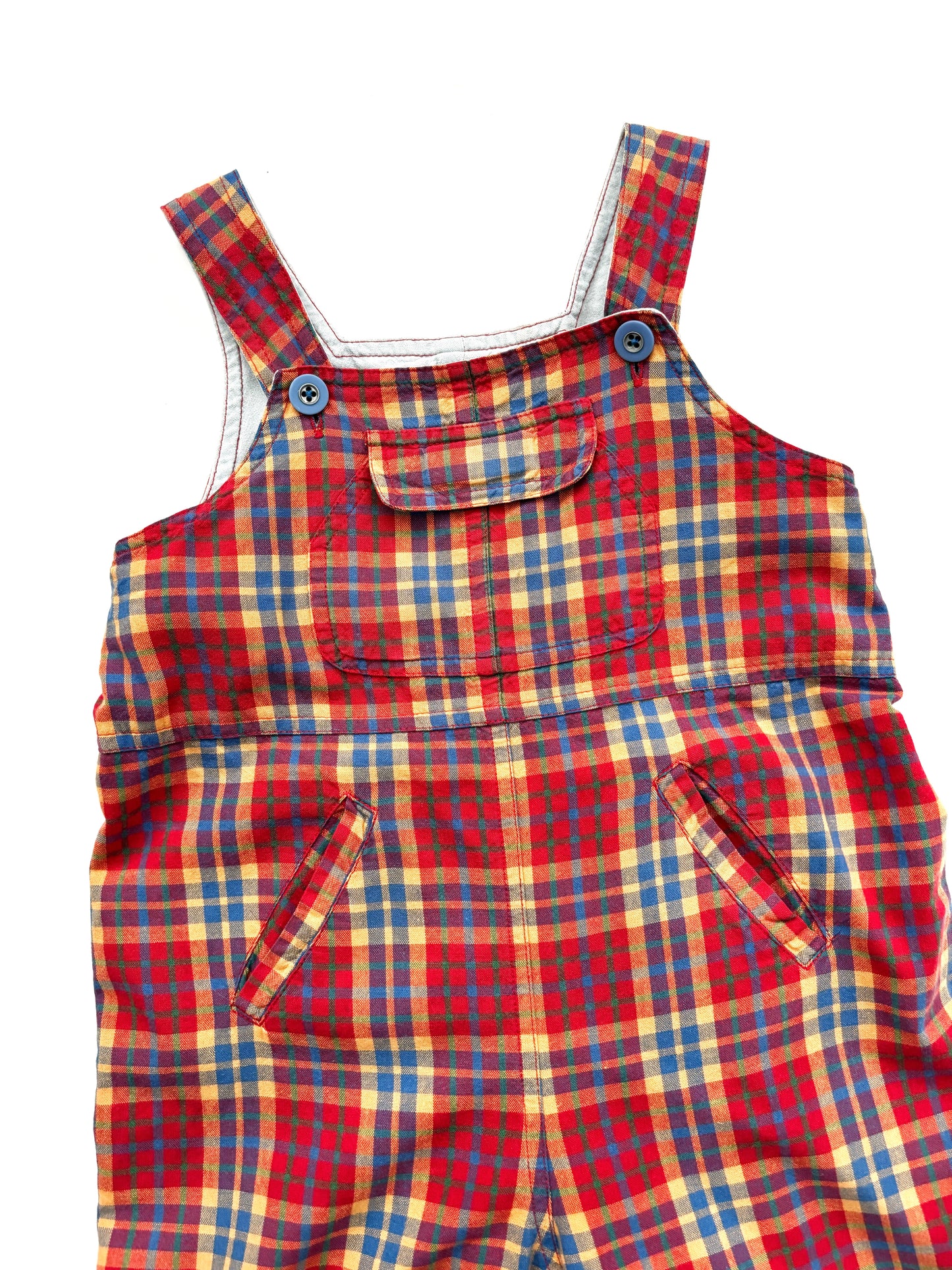 Red Check Dubgarees Age 12-18 Months