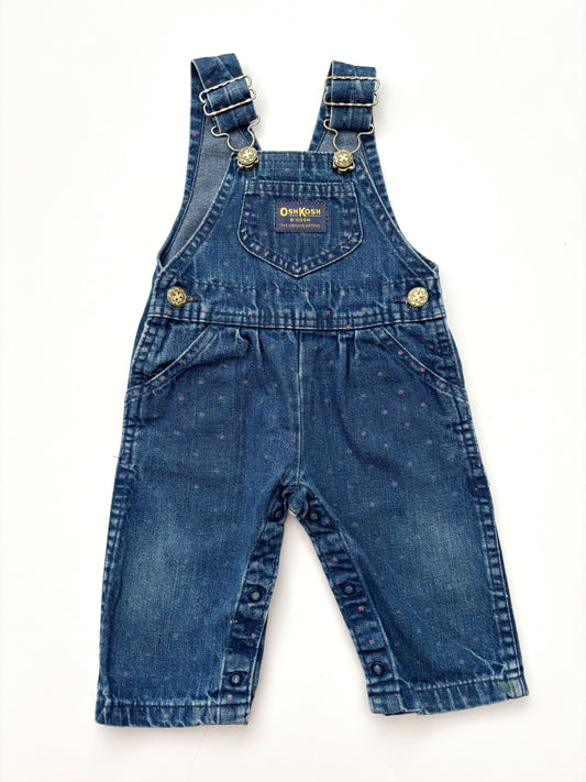 Oshkosh B’Gosh Strawberry Print Blue Denim Dungarees 90’s