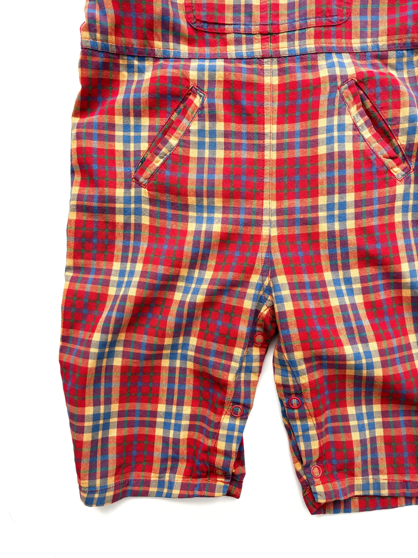 Red Check Dubgarees Age 12-18 Months