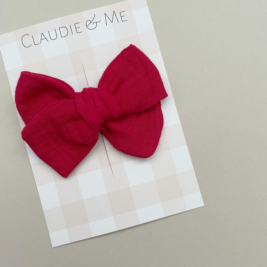 Red Handtied Hair Bow image 0