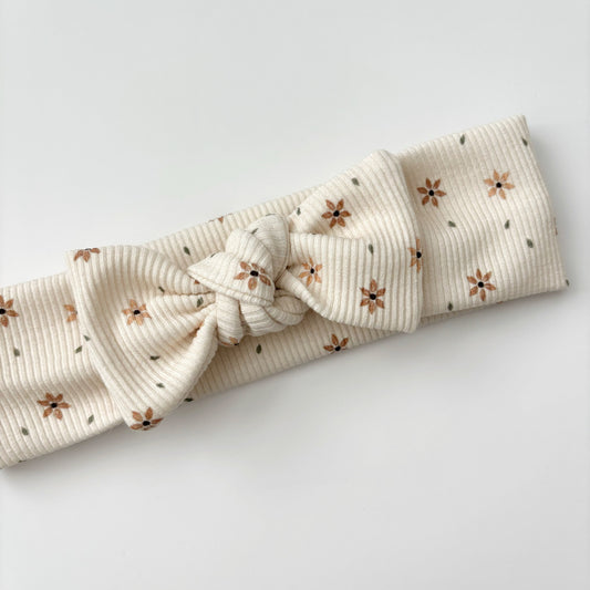 Floral Rib Natural Topknot Headband image 0
