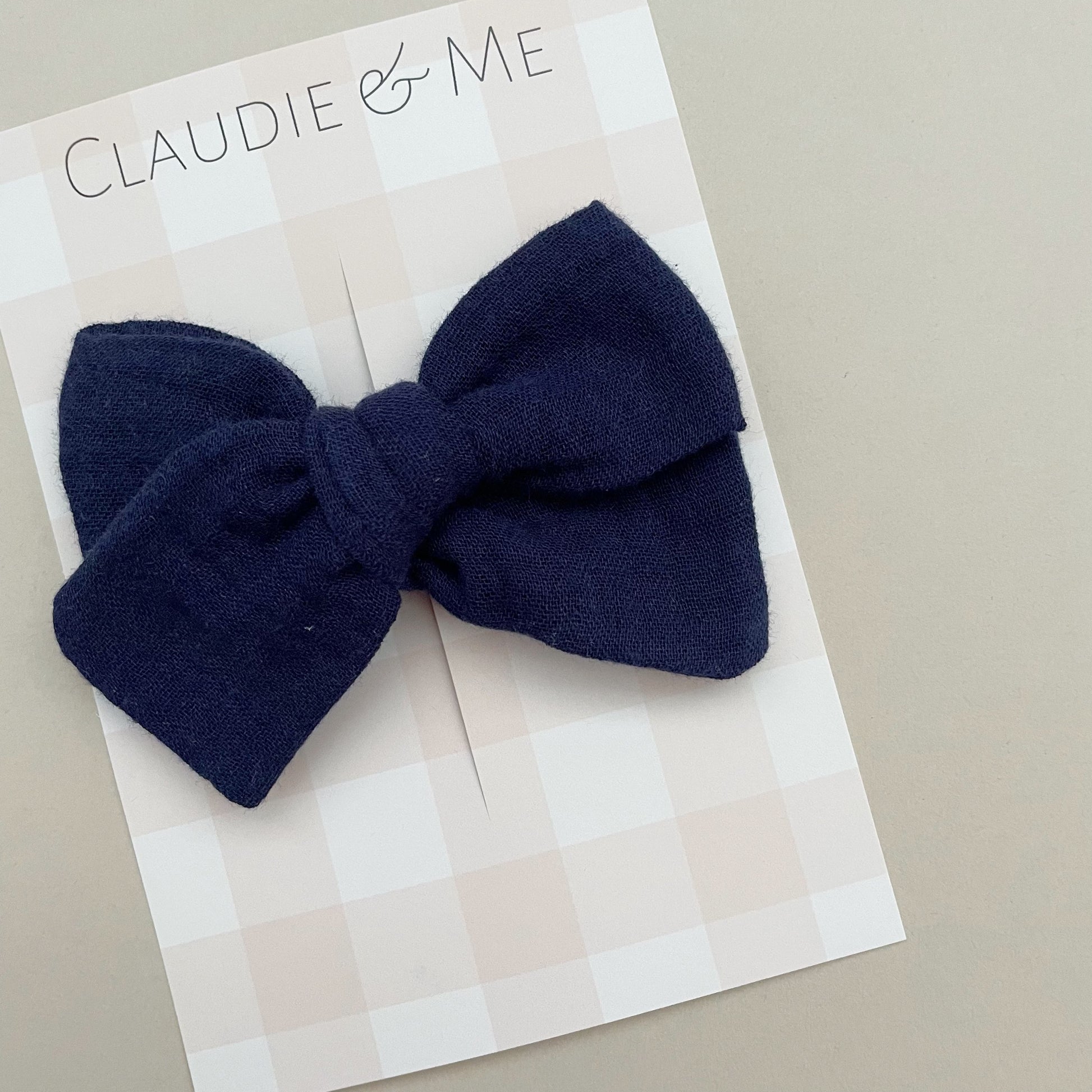 Navy Handtied Hair Bow image 0